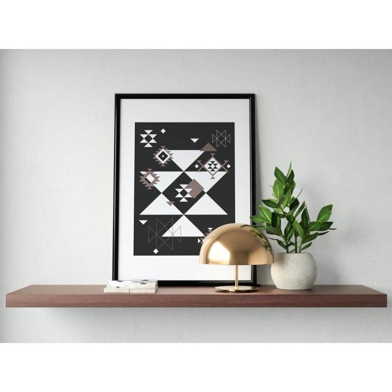 Paper print, Geometric print, Tribal art, Ethnic wall art, Printable art, Color Black 