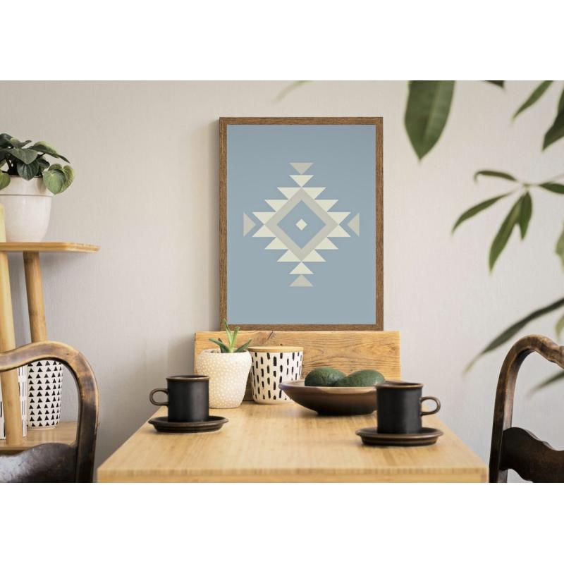 Paper print, Geometric print, Tribal art, Ethnic wall art, Printable art, Color Ice Blue 